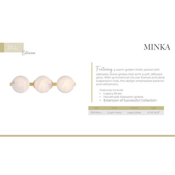 Minka Lavery Zill 24 in. 3-Light Lily Gold Non-Dimmable LED Vanity