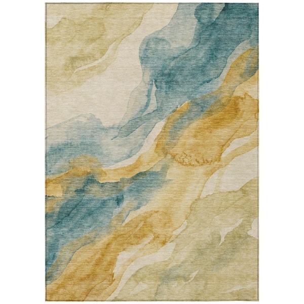 Chantille Machine Washable Indoor/Outdoor Abstract ACN3026 Gold 5 ft. x 7 ft. 6 in. Area Rug