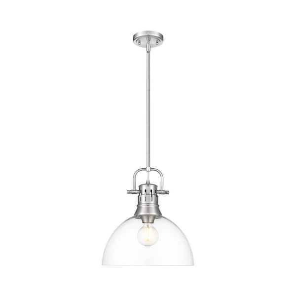 Duncan 100-Watt 1-Light Pewter Pendant Light with Glass Shade
