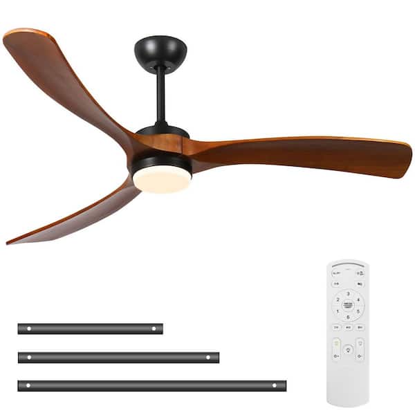 ONEMIX Smart 60 in. Walnut-colored indoor Smart Ceiling Fan with Integrated LED, Compatible with Alexa and Google