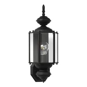 Classico 1-Light Black Outdoor 25.5 in. Wall Lantern Sconce