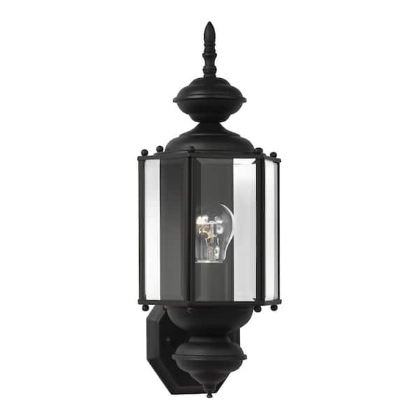 Generation Lighting Classico 1-Light Black Outdoor 25.5 in. Wall Lantern Sconce