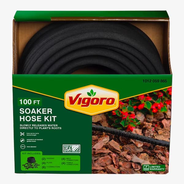 Vigoro 3/8 in. x 100 ft. Heavy-Duty Garden Drip Irrigation Soaker Hose System