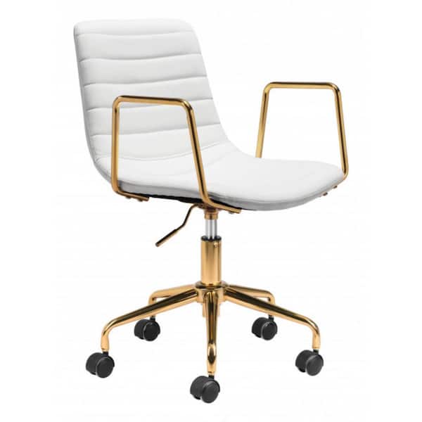 HomeRoots Julia White Polyurethane Office Chair with Nonadjustable Arms