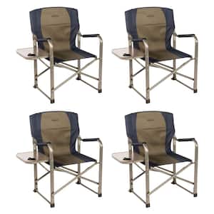 Tailgating Camp Folding Directors Chair with Side Table (4-Pack)