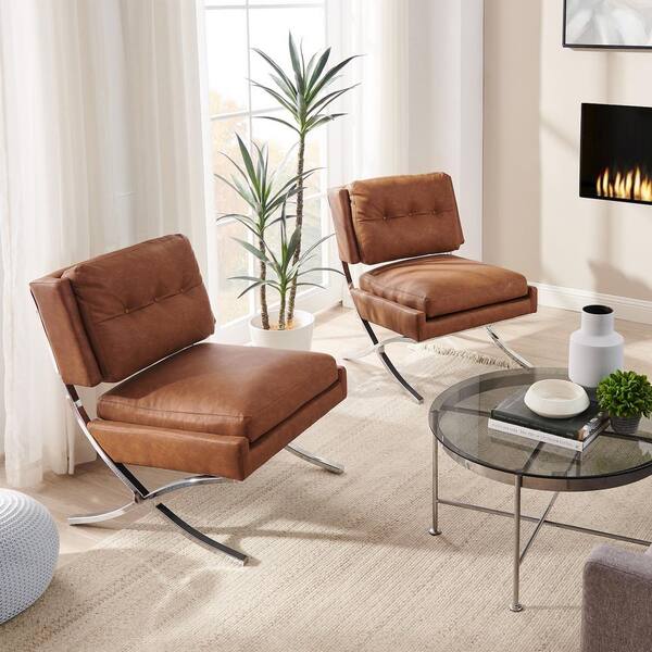 Cognac faux shop leather chair