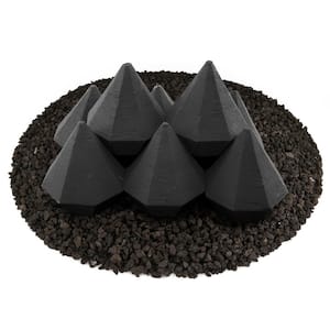 Ceramic Fire Diamonds in Dark Gray 5 in. Other Fire Pit and Fireplace Outdoor Heating Accessory (8-Pack)