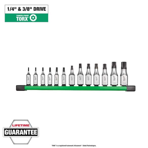 13pc 1/4" and 3/8" Drive Tamper Proof TORX Bit Socket Set