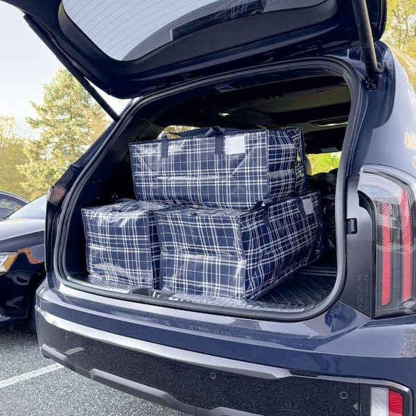 DURASACK 20 Gal. Heavy-Duty Moving and Storage Bag Navy Plaid