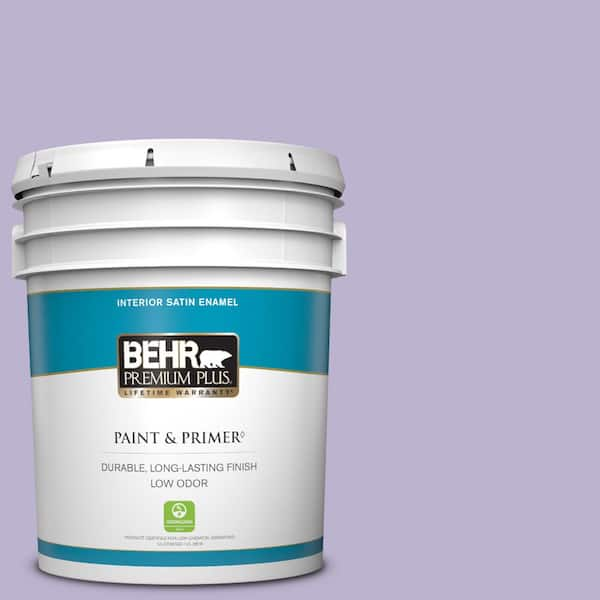 BEHR PREMIUM PLUS 5 gal. #M560-3 Grape Hyacinth Satin Enamel Low Odor Interior Paint & Primer