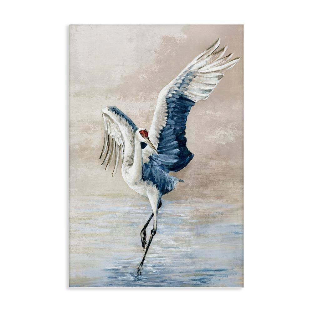 Dancing Crane on Shore by Eli Jones Unframed Animal Graphic Art Print 30 in. x 20 in. price history on PriceWatchPro