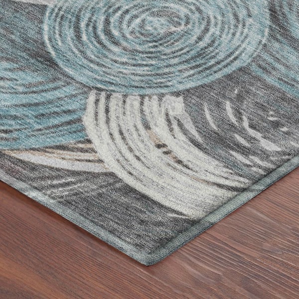 Mayfield Premium Machine Washable Abstract AMF2267 Teal 10 ft. x 14 ft. Area Rug