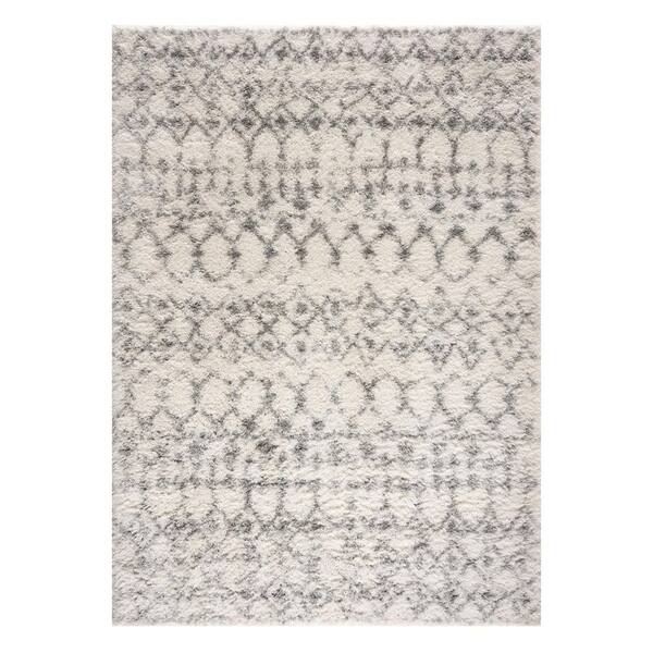 5 ft. x 8 ft. Gray and Ivory Southwestern Shag Power Loom Area Rug
