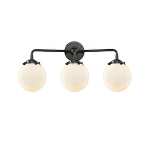 Beacon 24 in. 3-Light Oil Rubbed Bronze Vanity Light with Matte White Glass Shade