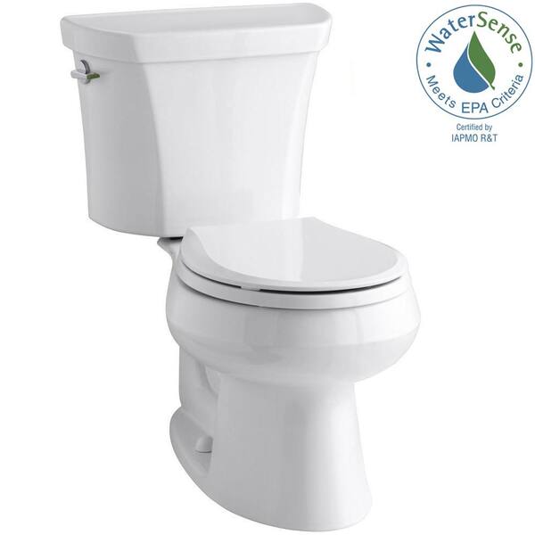 KOHLER Wellworth 12 in. Rough In 2-Piece 1.1 GPF Dual Flush Round Toilet in White Seat Not Included