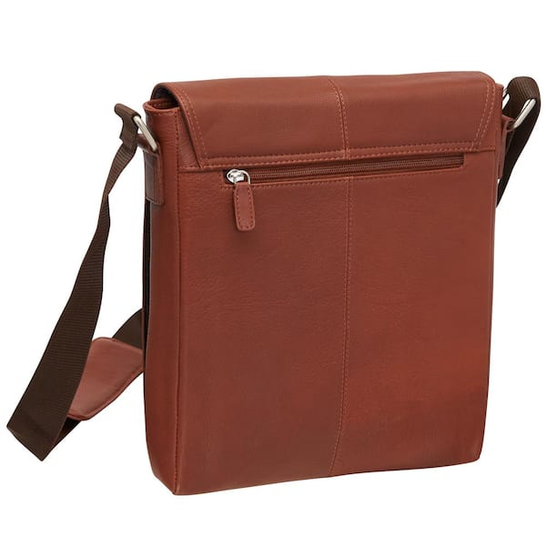 MANCINI Colombian Brown Leather Flap Messenger Bag for Tablet