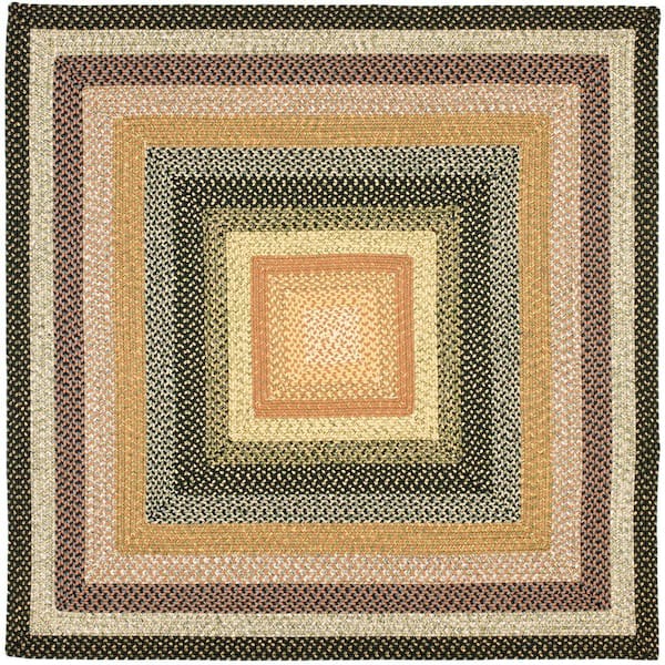 SAFAVIEH Braided Brown/Multi 6 ft. x 6 ft. Round Border Area Rug BRD313A-6R  - The Home Depot