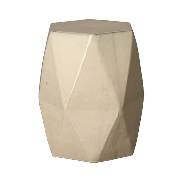 Emissary Brilliant Matrix 18 in. H Cream Specialty Ceramic Garden Stool
