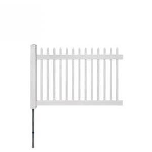 No-Dig Permanent 4 ft. x 6 ft. Nantucket Vinyl Picket Fence Panel with Post and Anchor Kit