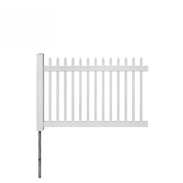 WamBam Fence No-Dig Permanent 4 ft. x 6 ft. Nantucket Vinyl Picket Fence Panel with Post and Anchor Kit