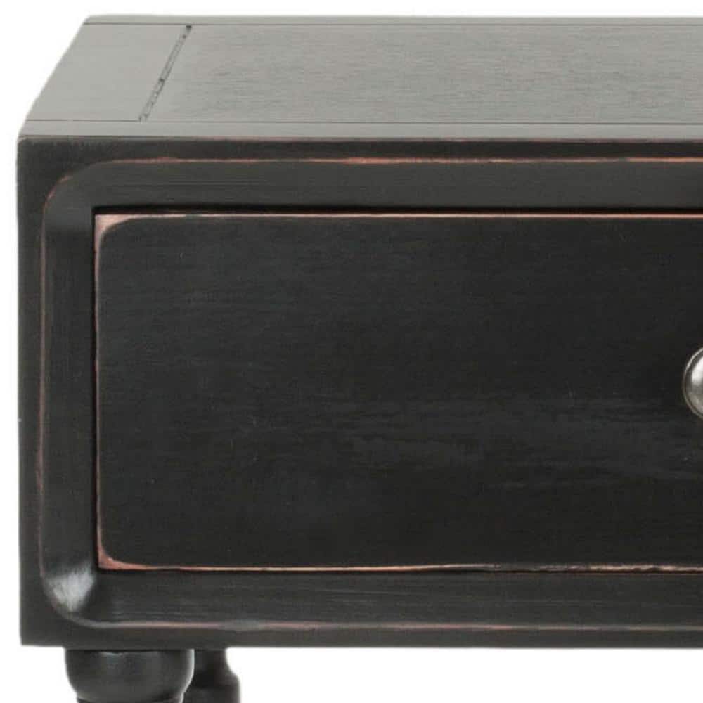 Siobhan Black Pine Wood End Table with Storage