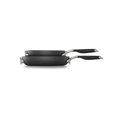 Select Space Saving 2-Piece Hard-Anodized Aluminum Nonstick Frying Pan Set in Black