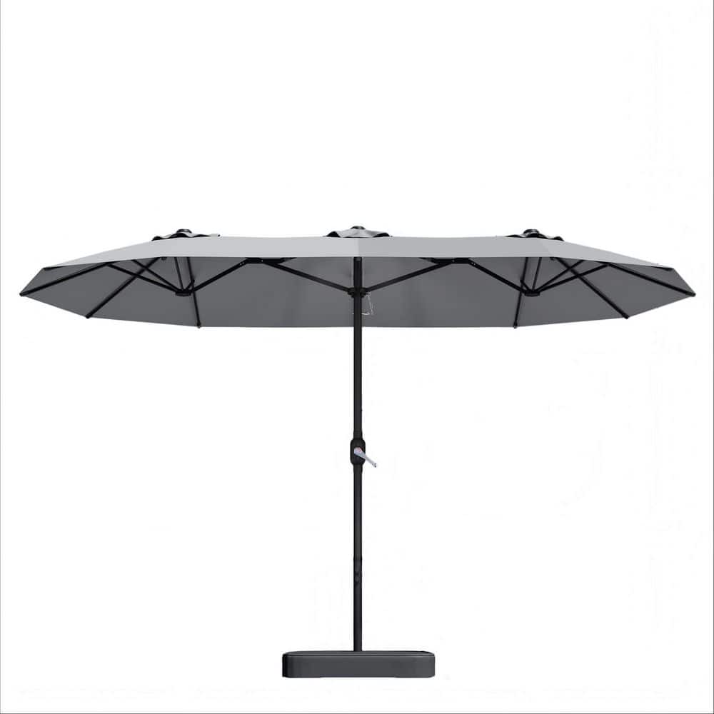 15 ft. Patio Umbrella with Base, Large Outdoor Double-Sided Rectangle Market Umbrella with Crank Handle in Gray price history on PriceWatchPro