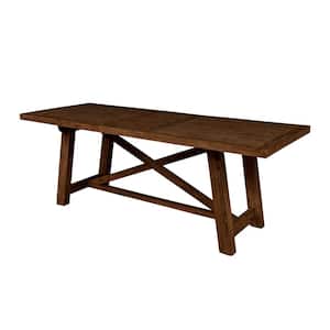 Newberry Medium Brown Wood Top 39.5 in. W 4 Legs Dining Table Seats up to 8