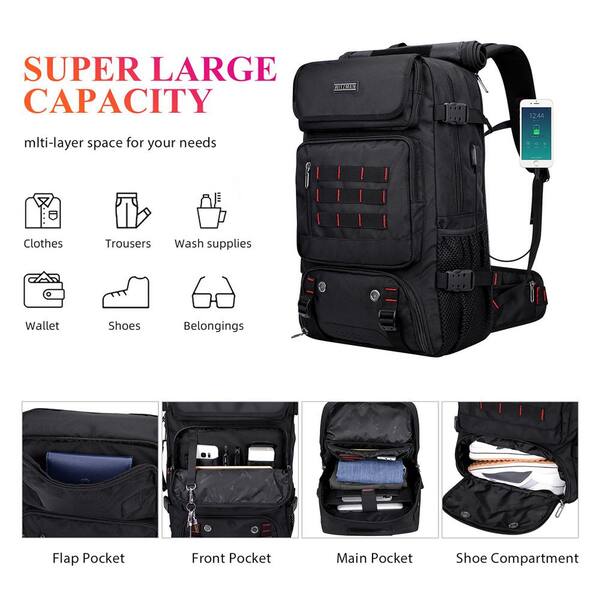 Numhew 20.5 in. Black Carry on Travel Backpack, Convertible  display picture 2