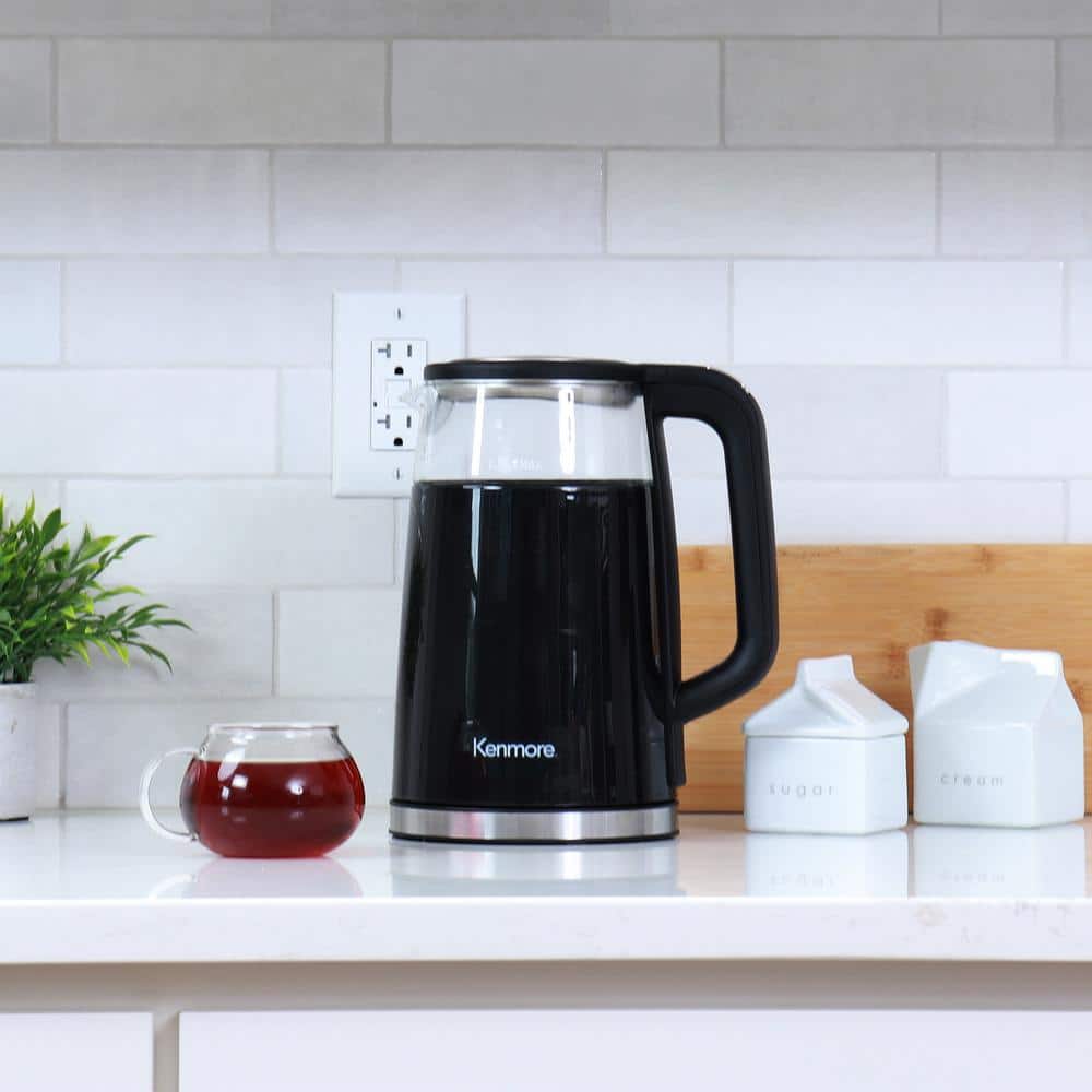 1.7L Black Double-Walled Glass Electric Kettle with Digital Control