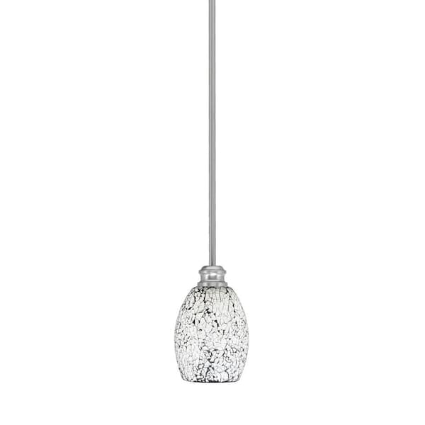Unbranded Albany 60-Watt 1-Light Brushed Nickel Pendant Mini Pendant Light Black Fusion Glass and Light Bulb Not Included