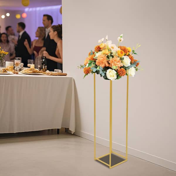 YIYIBYUS 39.37 in. Tall Indoor/Outdoor Gold Metal Vases Stand