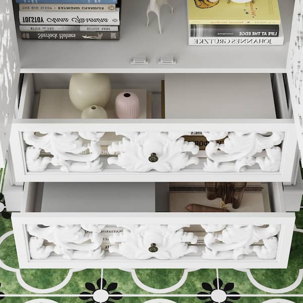 FUFU&GAGA White Finish 66.1 in. Accent Storage Cabinet with