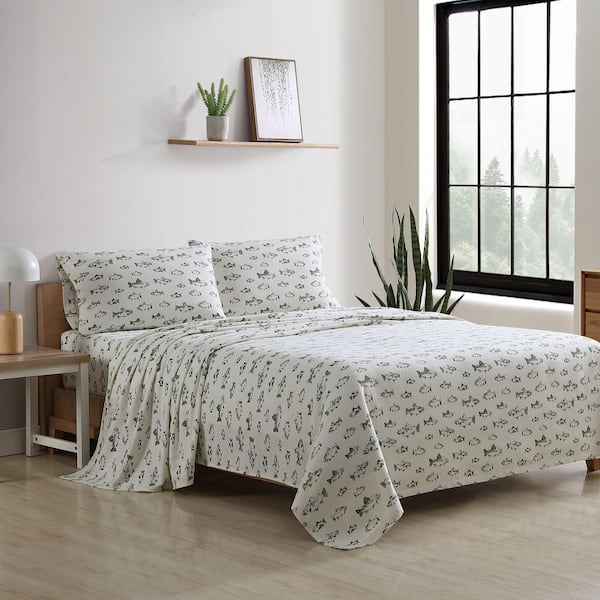 Vivid Fish Bed Sheet Set 3D Printed Polyester Green Bed Flat Sheet With  Pillowcase Bed Linen