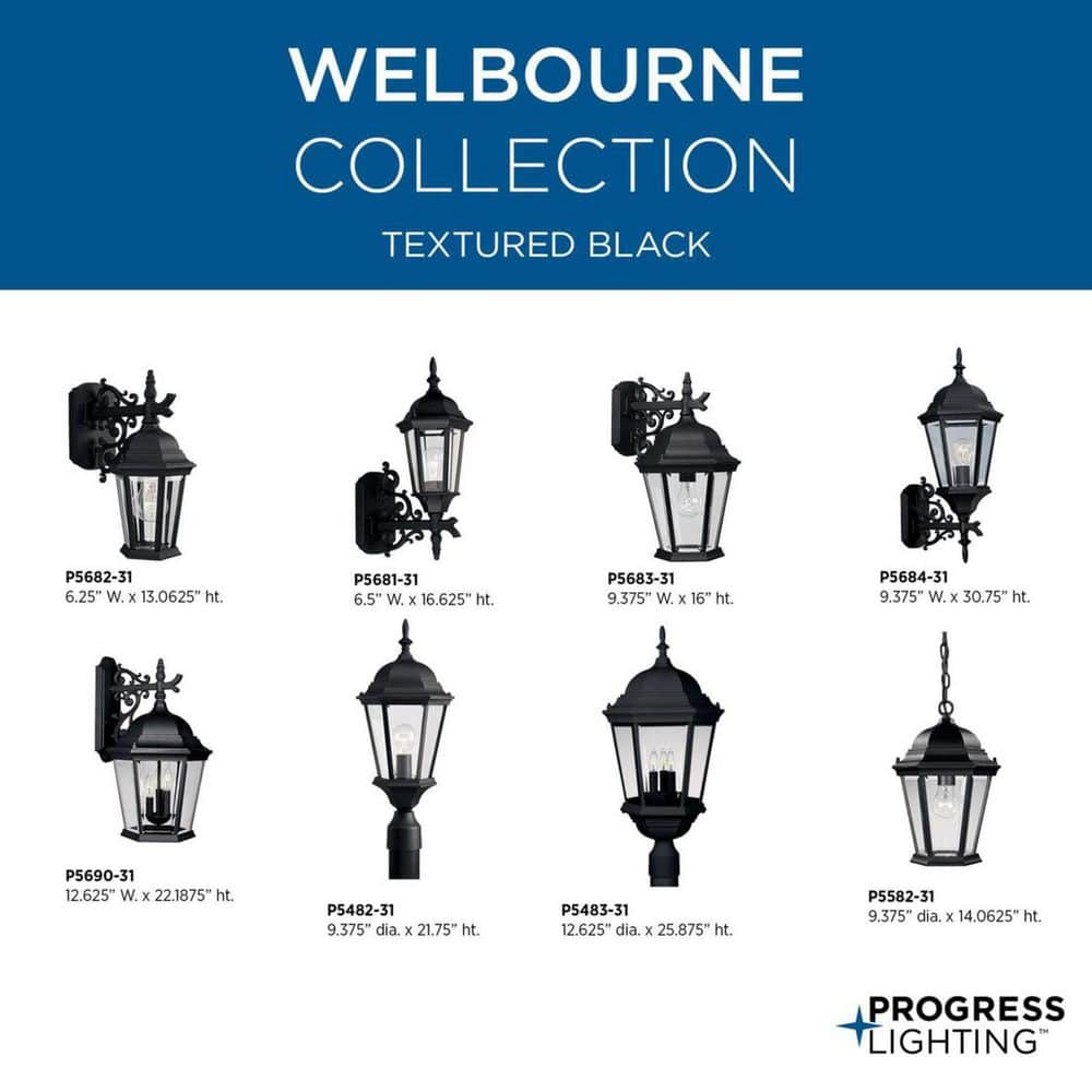 Welbourne Textured Black Outdoor Post Lantern with Clear Beveled Glass