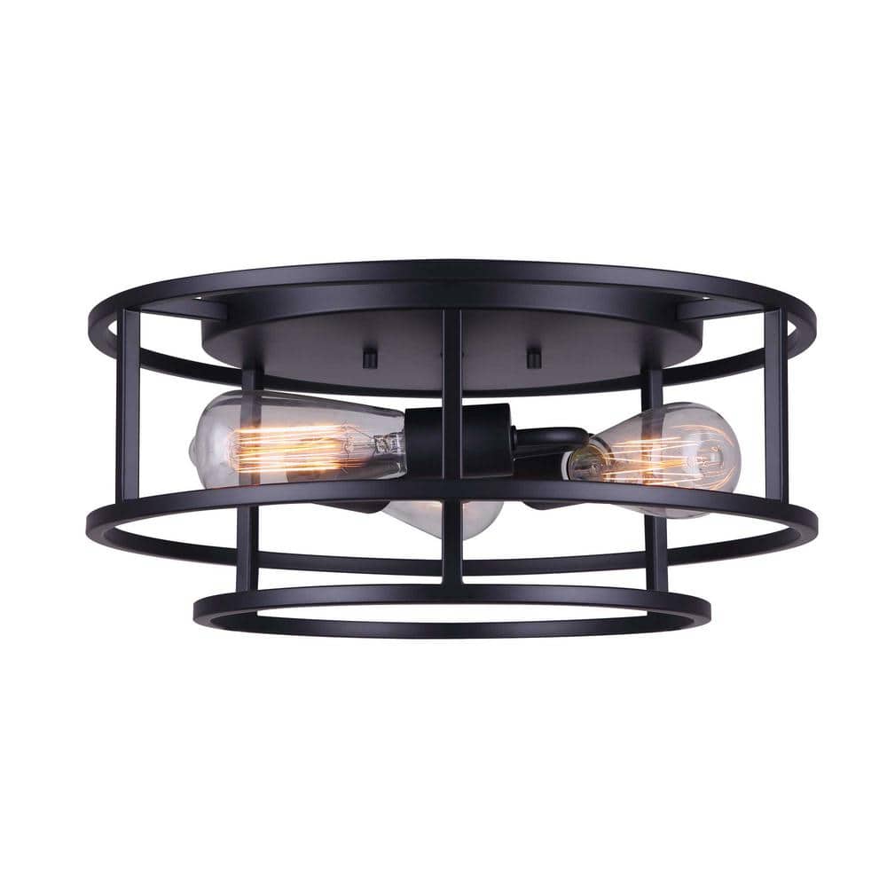 Luca Matte Black Drum Flush Mount Ceiling Light
