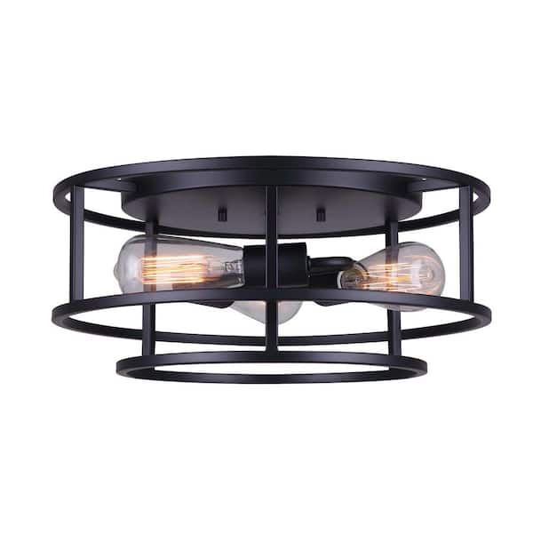 Luca 15.75 in. 3-Light Matte Black Flush Mount
