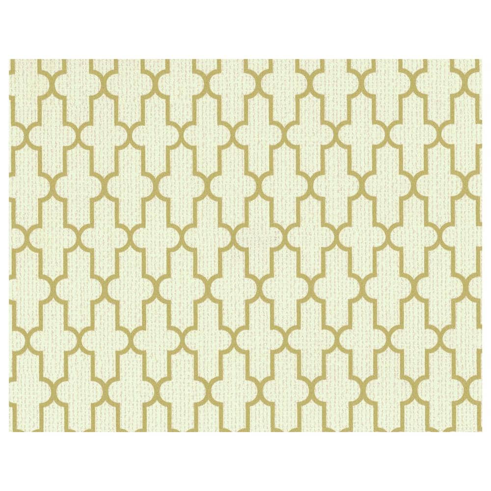 White and Gold Geometric Embossed Wallpaper Roll