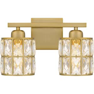 Gibson 13 in. 2 Light Aged Brass Vanity Light