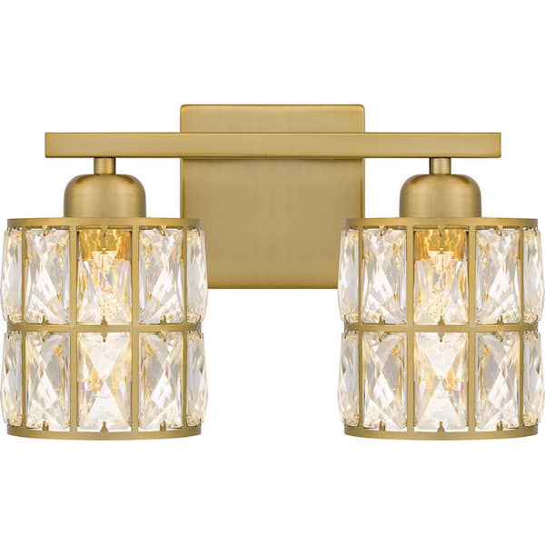 Gibson 13 in. 2 Light Aged Brass Vanity Light