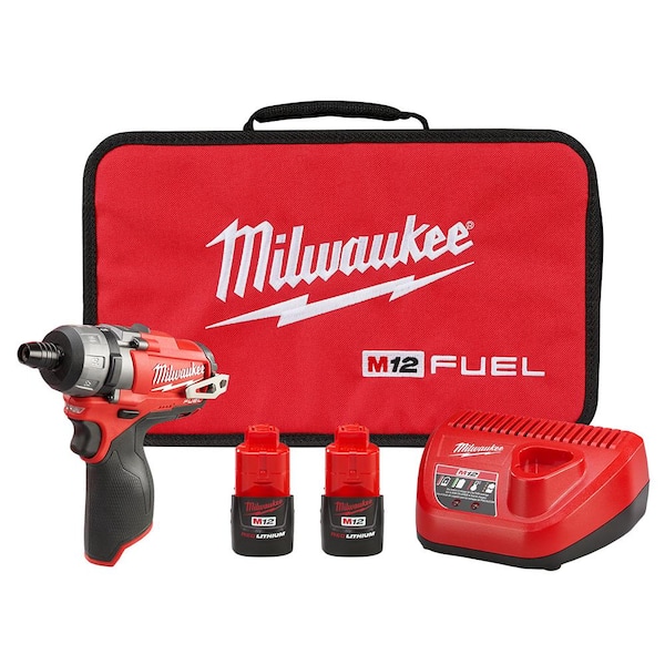 Milwaukee M12 FUEL 12V Lithium-Ion Brushless Cordless 1/4 in. Hex 2-Speed Screwdriver Kit W/(2) 2.0h Batteries & Bag