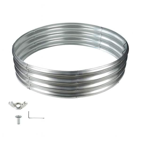 48 in. D x 12 in. H Round Galvanized Steel Fire Pit Kit in Silver with Foldable Design