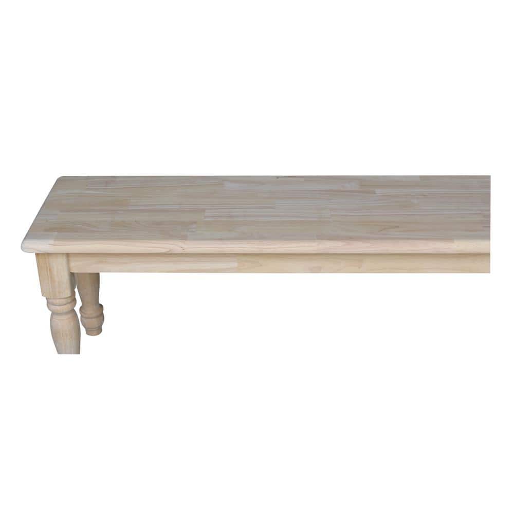 Elegant Farmhouse 62" Unfinished Solid Hardwood Bench