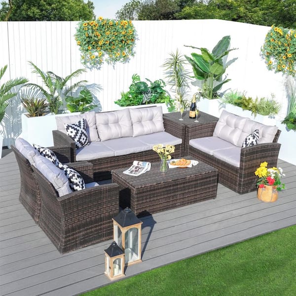 Crestwood resin wicker sectional sofa discount