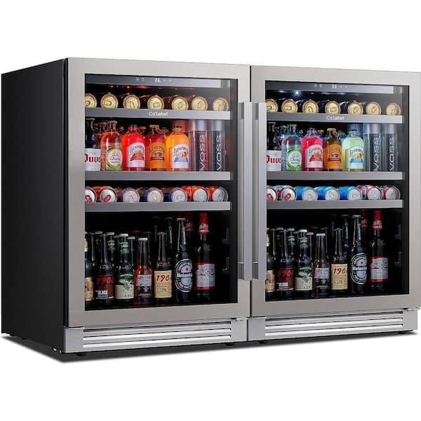 Ca'Lefort 48 in. Dual Zone 440-Cans Beverage Cooler Side-by-Side Refrigerator Built-In or Freestanding Fridge in Stainless Steel