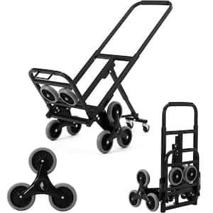6 cu. ft. Heavy-Duty Foldable Hand Cart Dolly 375 lbs. Load Capacity Stair Climbing Hand Truck Steel Garden Cart