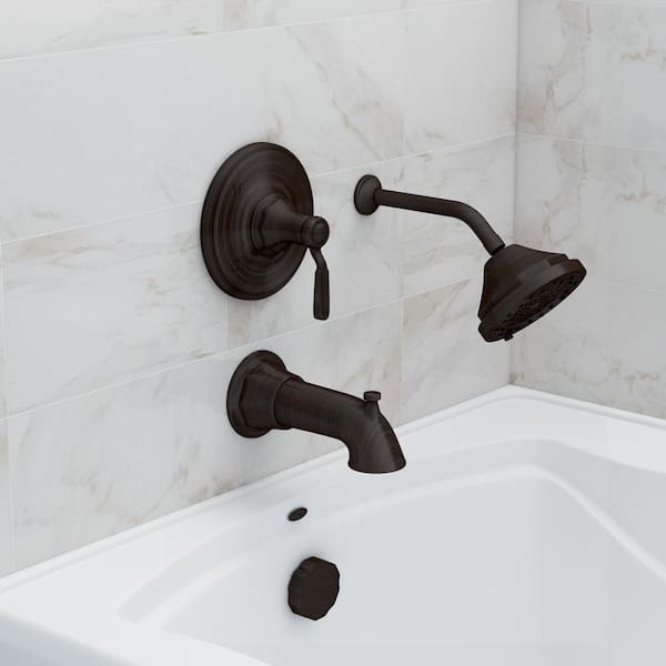 Oil Rubbed Bronze 3 Handle Combination Bathroom Tub & Shower Diverter Faucet 
