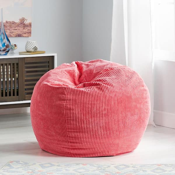 Riviera 3 ft. Pink Rose Polyester Fabric Bean Bag