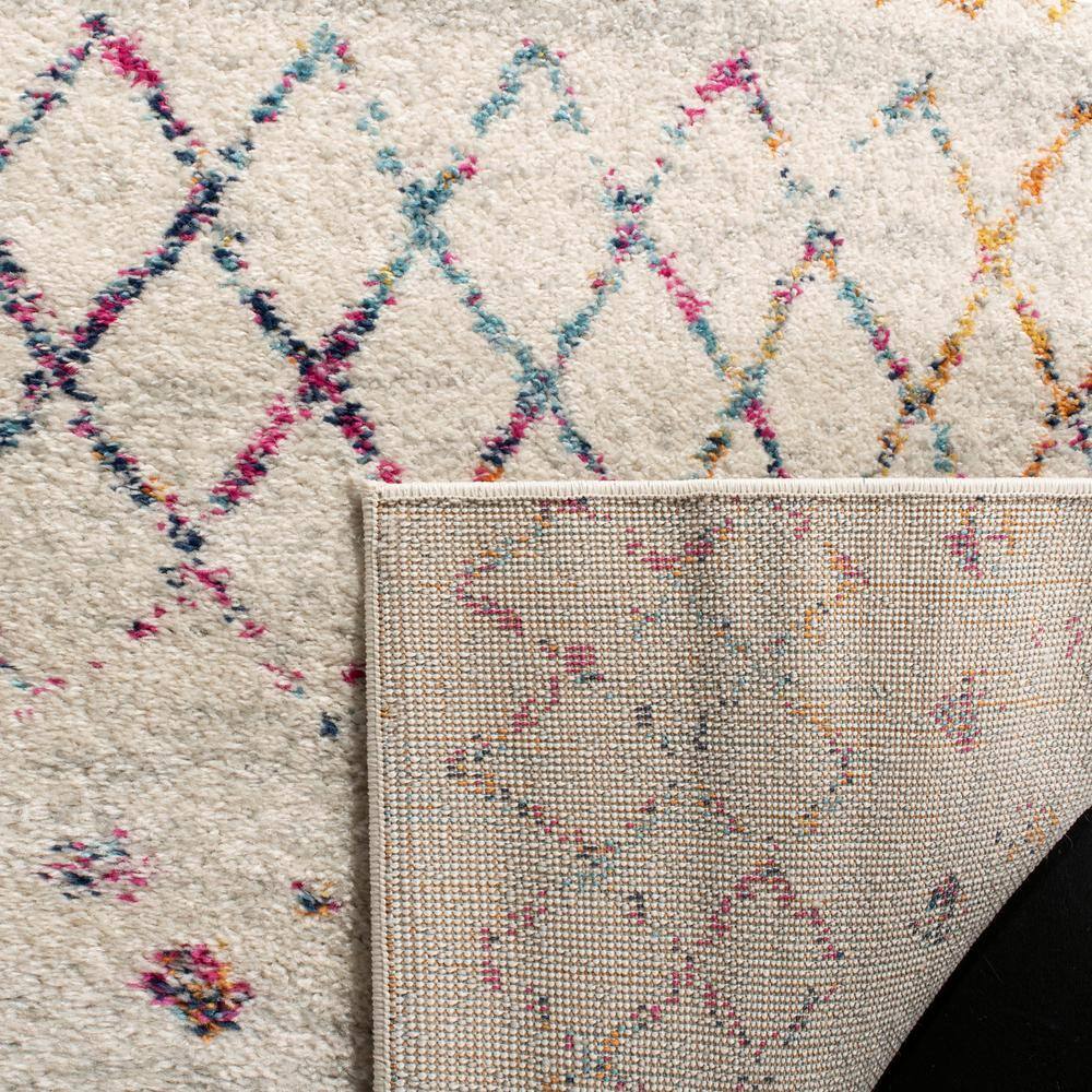 Ivory & Fuchsia Moroccan Boho Distressed 8' x 10' Area Rug