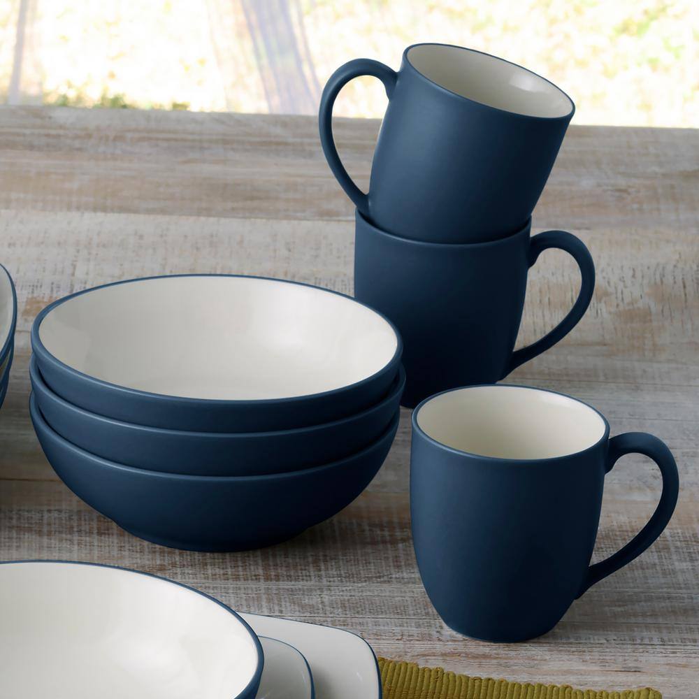 Blue Ceramic 12 oz. Microwave Safe Mug Set